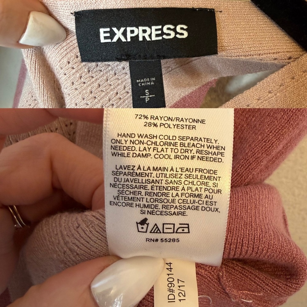 Express V-Neck Knit Tank Top Sleeveless Sweater Colorblock Pink Soft Girl Small - Picture 5 of 5